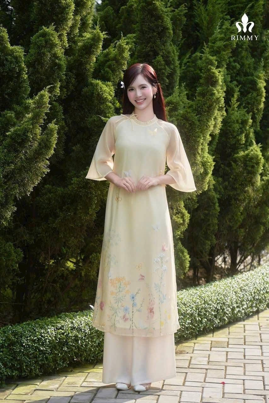 A63- Set Áo Dài Cách Tân Light Yellow - kèm quần