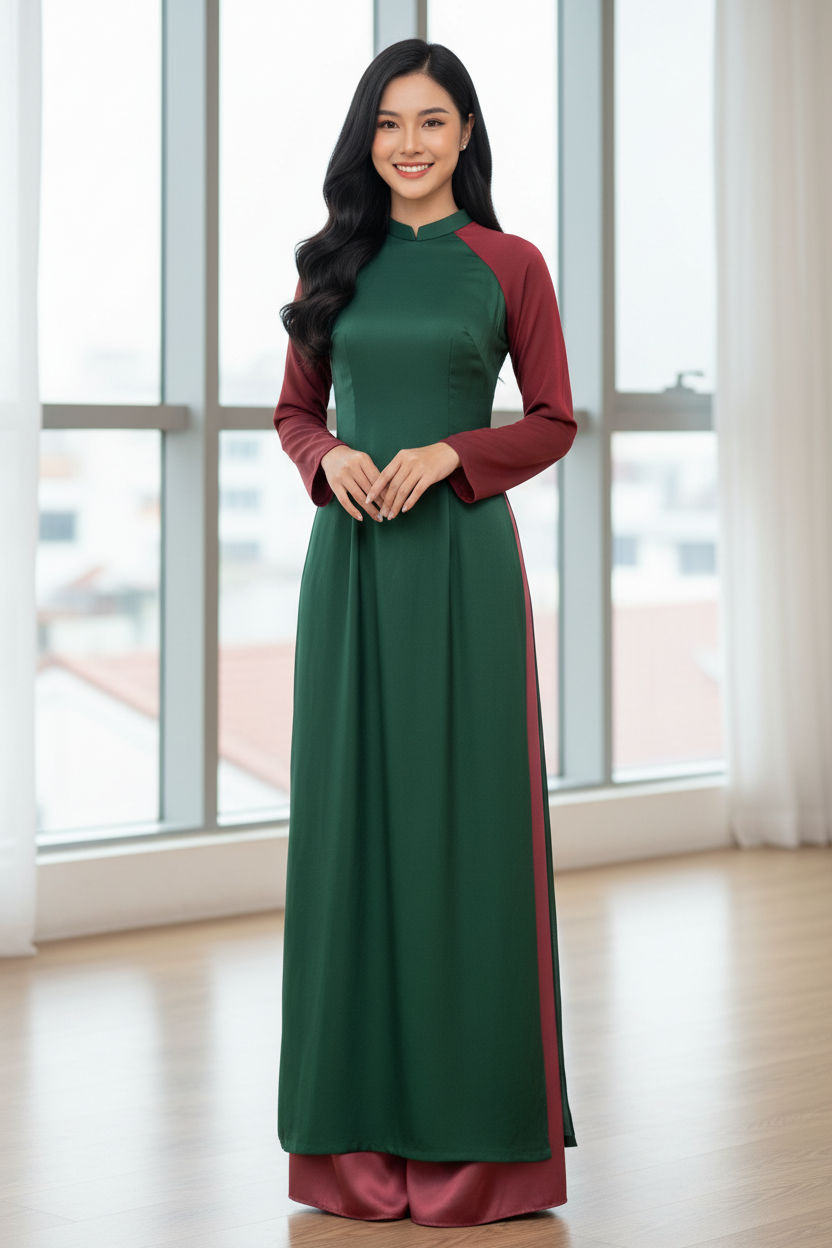 A58 - Set Áo Dài Lụa Đổi Màu (kèm quần)