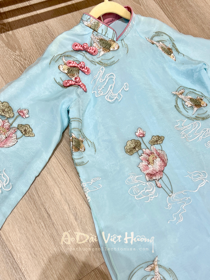 G1 - Girl’s Áo Dài Tơ Thêu 4 Tà (Áo only)