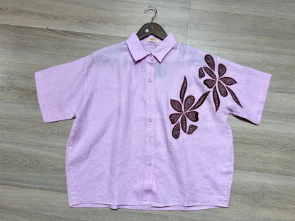 L80->82 - Áo Sơ Mi Lửng Linen Thêu