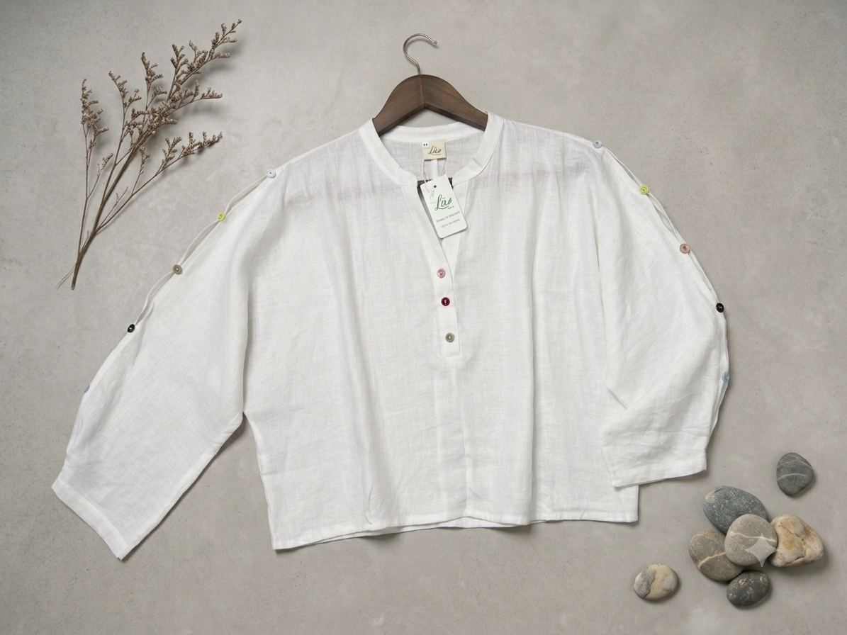 L41->58 - Áo Linen Phối Nút Cánh Tay