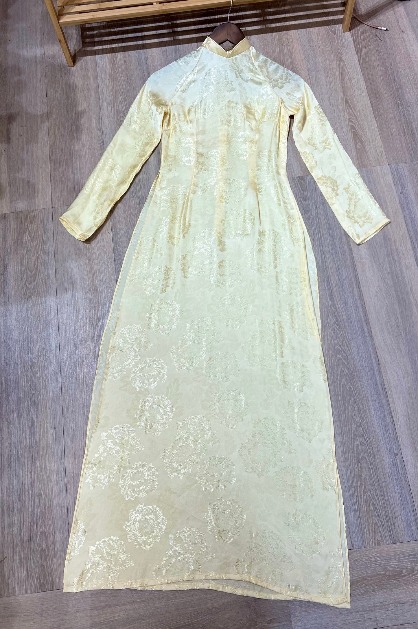 A155 - Áo Dài Lụa Tằm Vàng Mỡ Gà | Áo Only