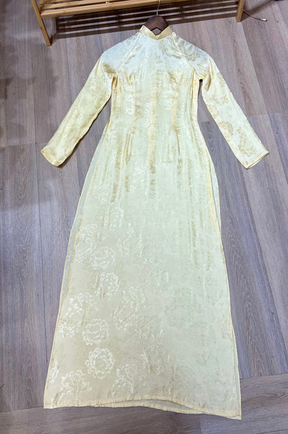 A155 - Áo Dài Lụa Tằm Vàng Mỡ Gà | Áo Only