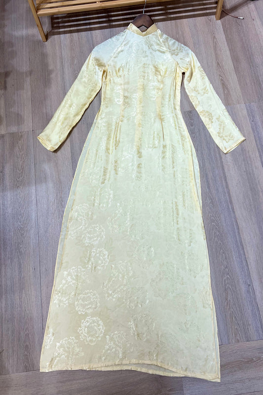 A155 - Áo Dài Lụa Tằm Vàng Mỡ Gà | Áo Only