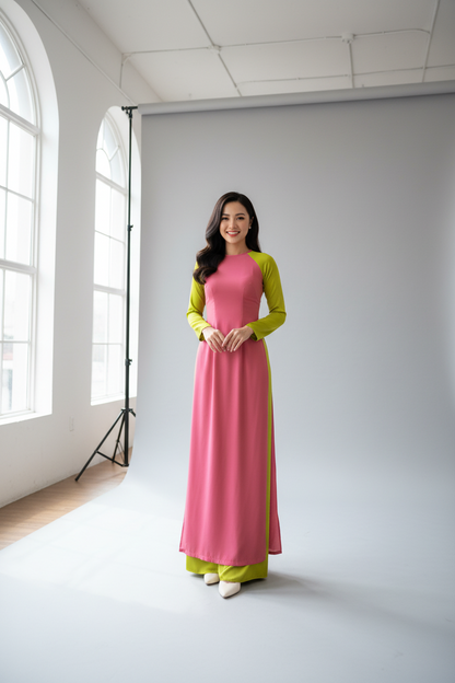 A61 - Set Áo Dài Lụa Đổi Màu (kèm quần)