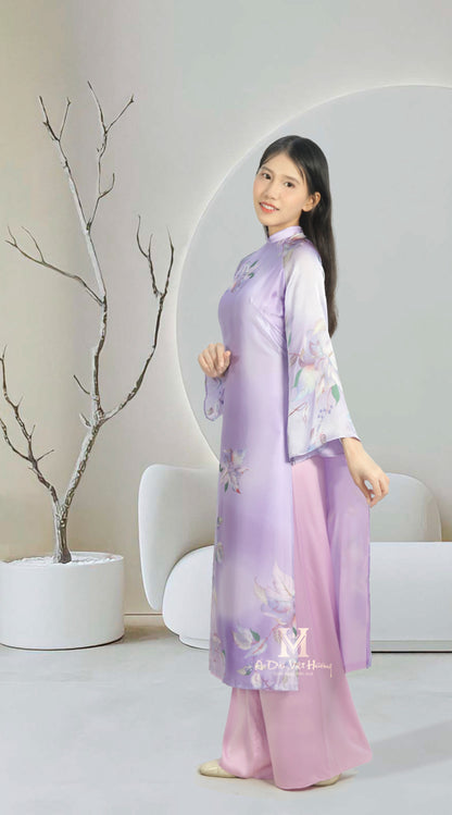 A9 - Áo Dài Khăn Dáng Suông Pastel Purple