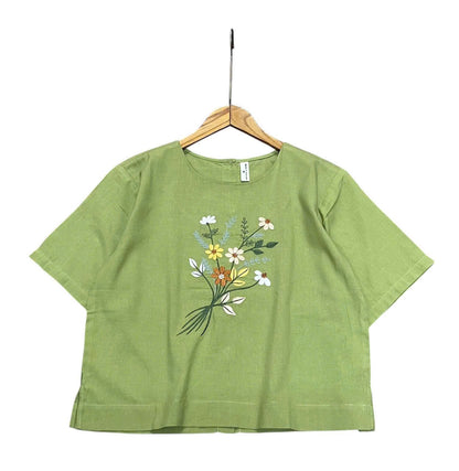 L153->157 - Áo Linen Blend Thêu Hoa