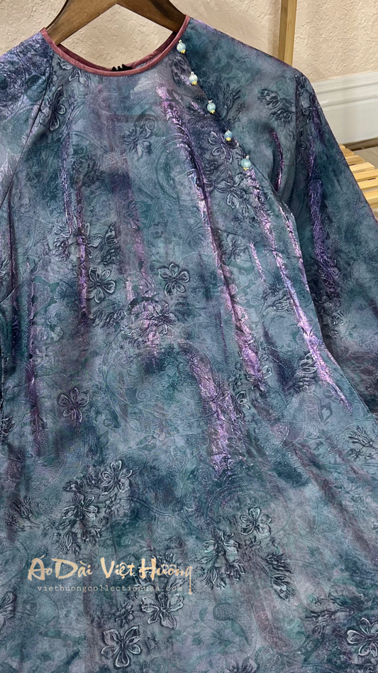 A39 - Áo Dài Dáng Suông Tencel Mộc Lan Xanh Ánh Hồng