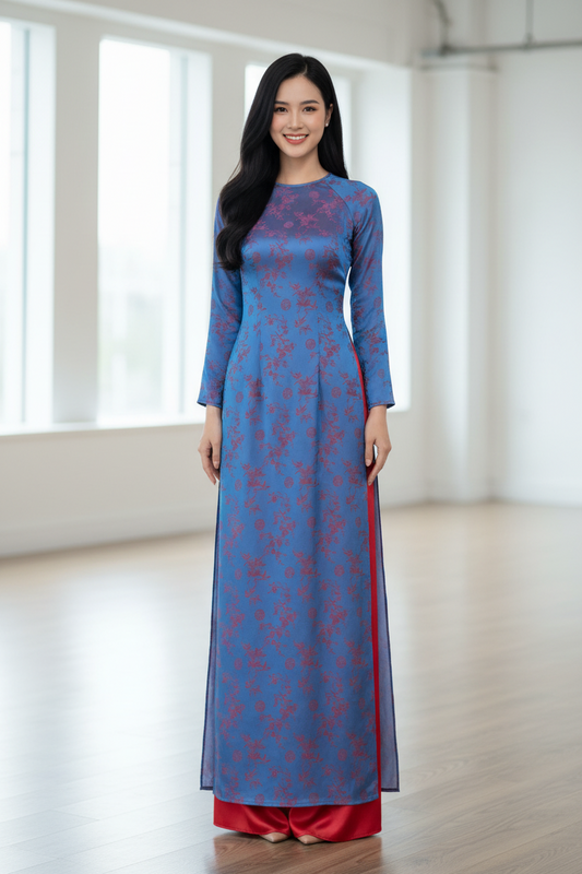 A134 - Áo Dài Gấm 2 da Trúc Hỷ