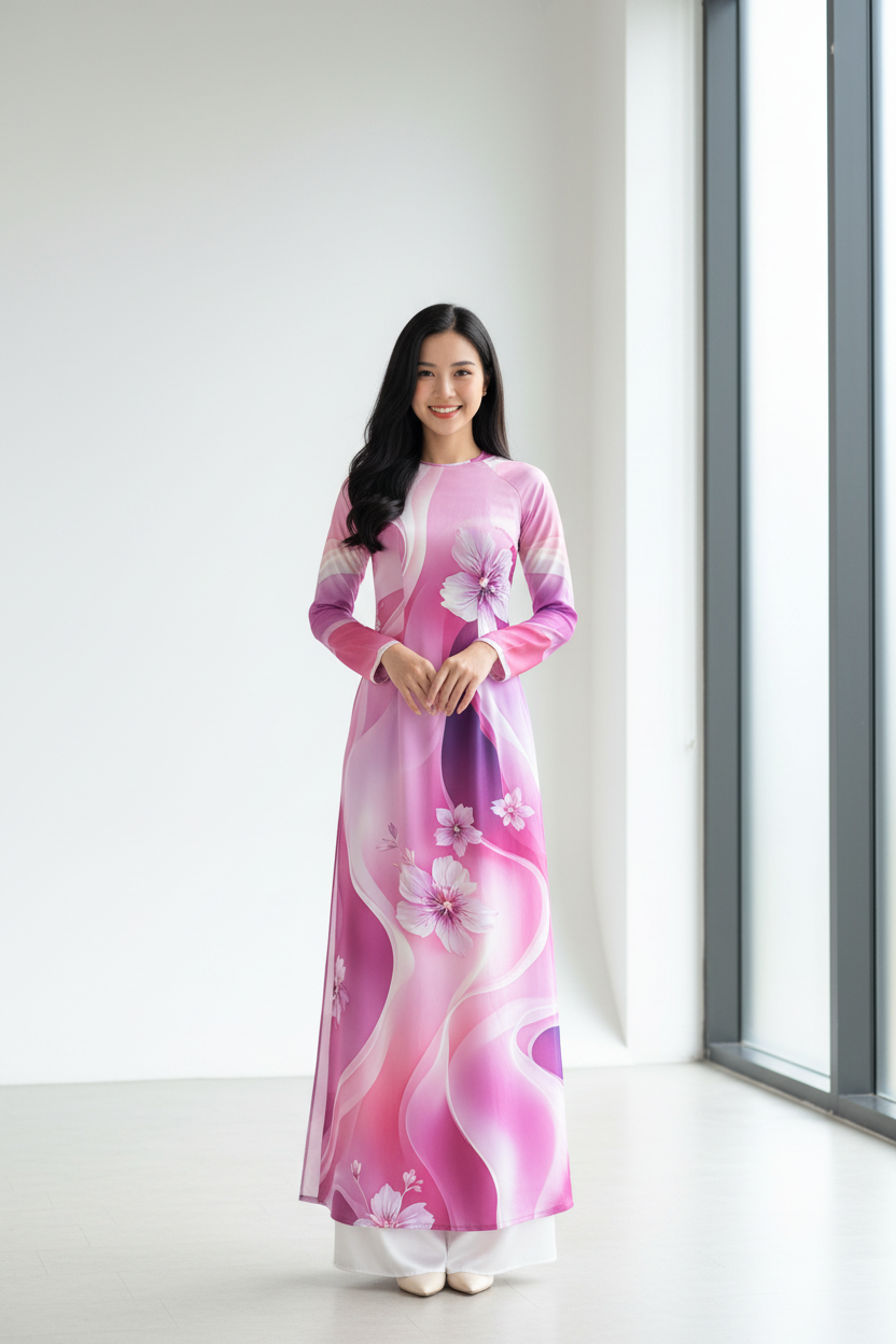A59 - Áo Dài Lụa Tiêu Giao Hồng Tím | Áo Only