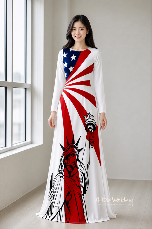 A74 - Áo Dài Chiffon 4 Tà In | Áo Only