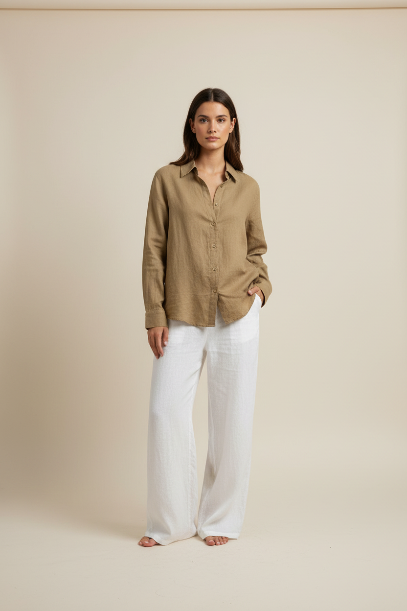 L165->170 - 100% Linen Polo Shirt