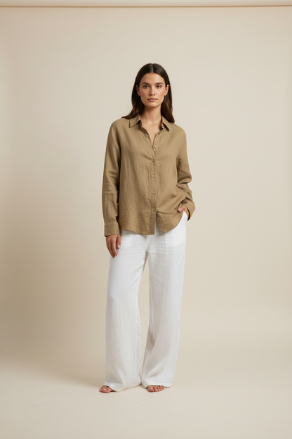 L165->170 - 100% Linen Polo Shirt