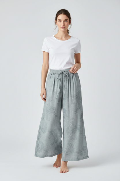 L6 - Elastic-Waist Linen Tencel Pants. Final sale (no return/exchange).