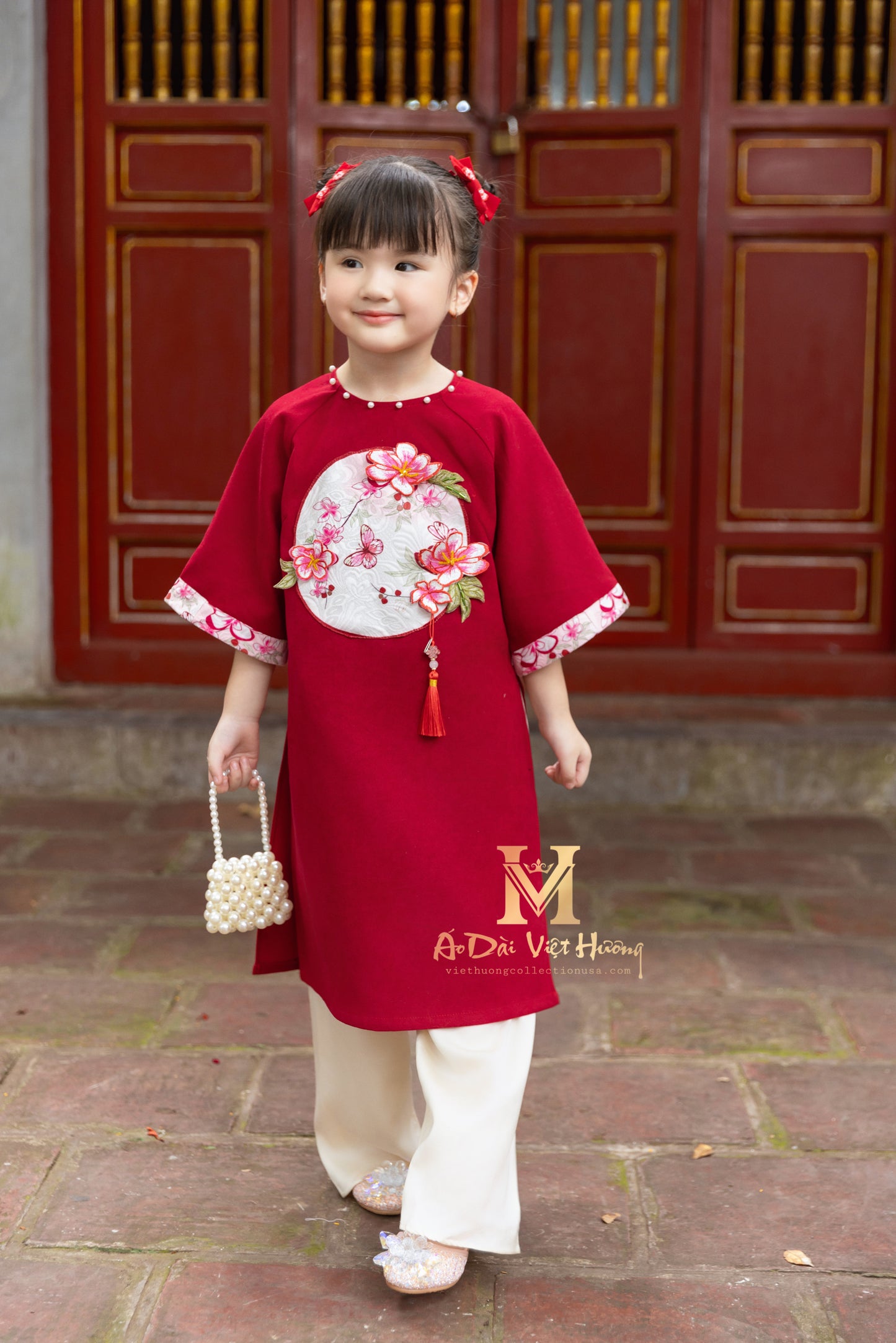 F8 - Girl’s Set Áo Dài Kim Ngân - kèm quần (Family Áo Dài)