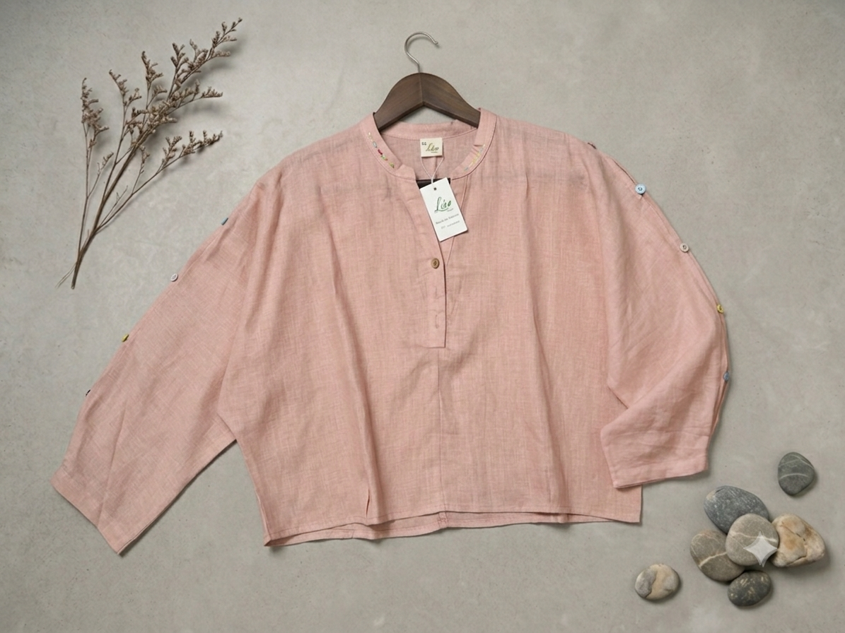 L41->58 - Áo Linen Phối Nút Cánh Tay