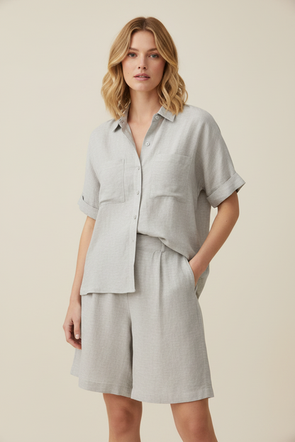 L21->27 - Set 100% Linen Short. Final sale (no return/exchange).
