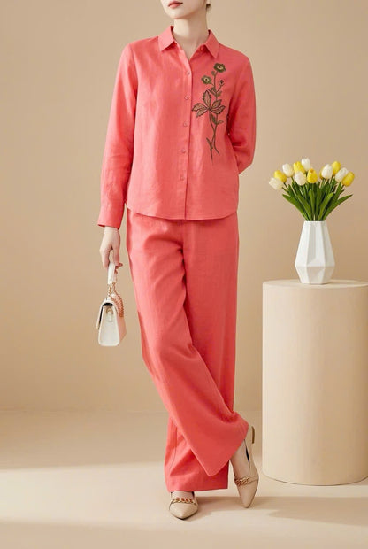 L52->59 - Set Linen Sơ Mi Thêu.