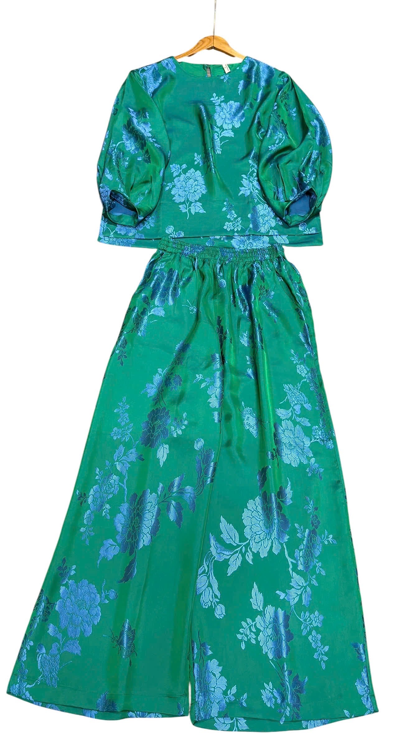 B15->24 - Set Gấm pháp phục Silk Óng tay bồng | Kèm Quần