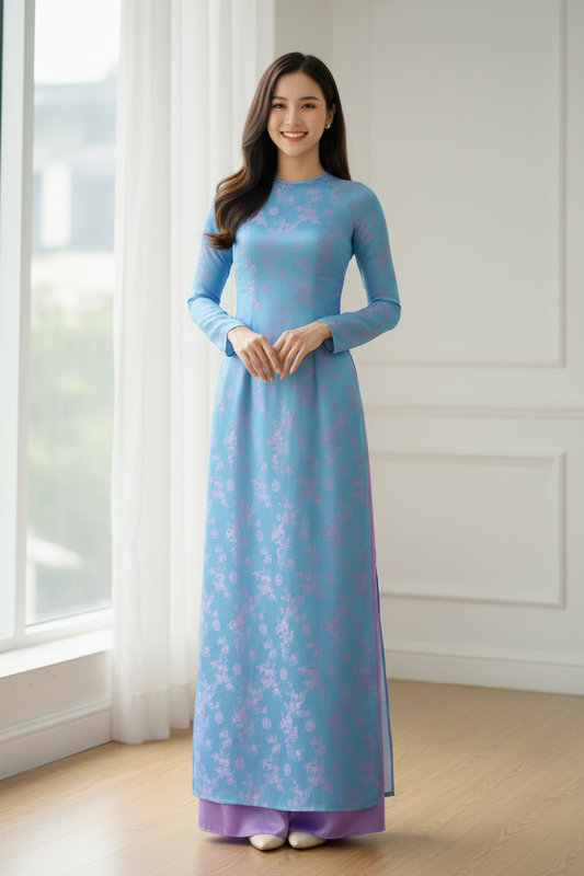 A132 - Áo Dài Gấm 2 da Trúc Hỷ.