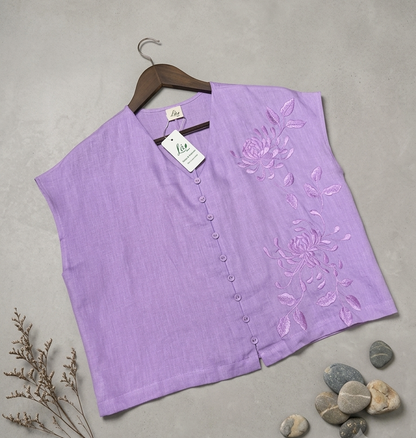 L108->118 - Áo Linen Tưng Pre Thêu Đơn Sắc