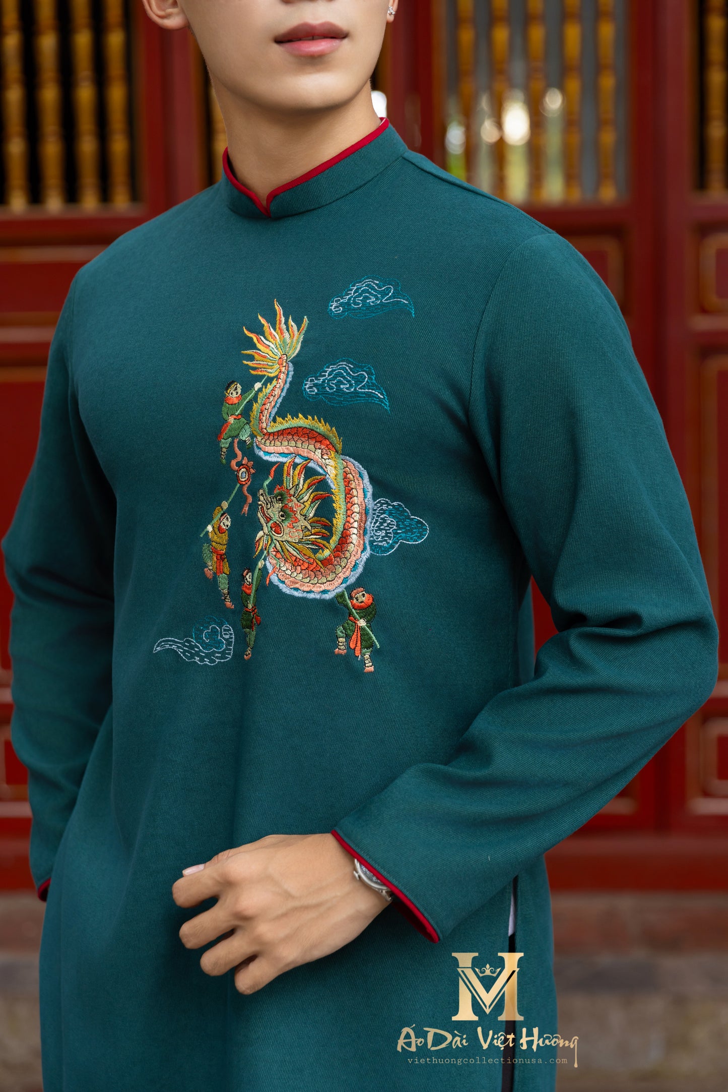 F5 - Men’s Áo Dài Blue Teal Kim Ngân (Family Áo Dài)