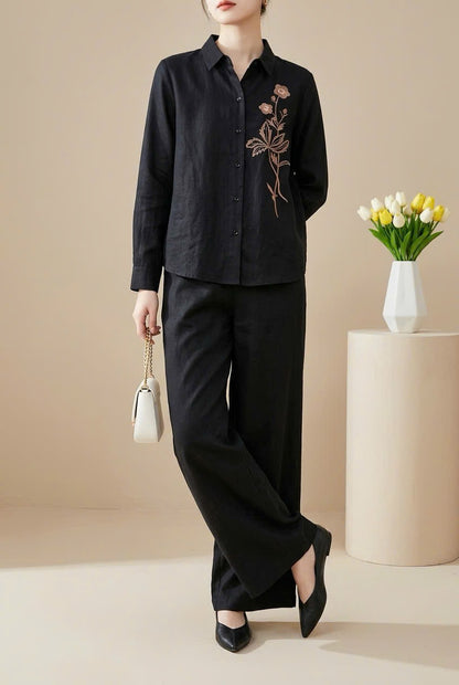 L52->59 - Set Linen Sơ Mi Thêu.