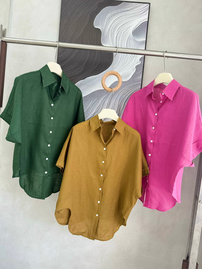 L39/L40 - Batwing Tie-Waist Blouse | Signature Crisp Linen (150gsm)