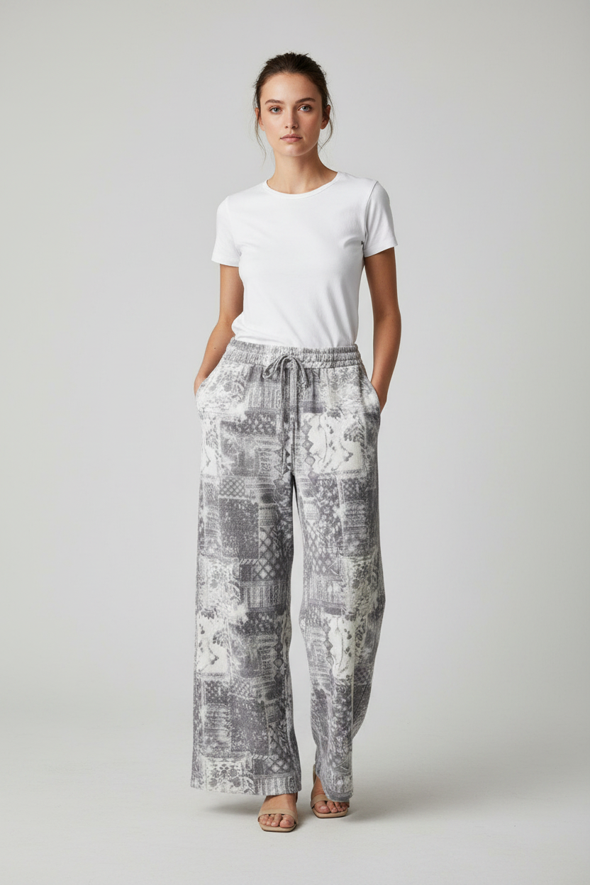 L6 - Elastic-Waist Linen Tencel Pants. Final sale (no return/exchange).