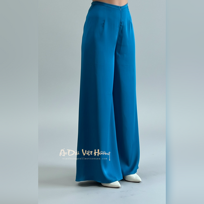 R22 - Regular Pants Blue Teal Tô Châu Silk (Quần Tô Châu ống xéo)