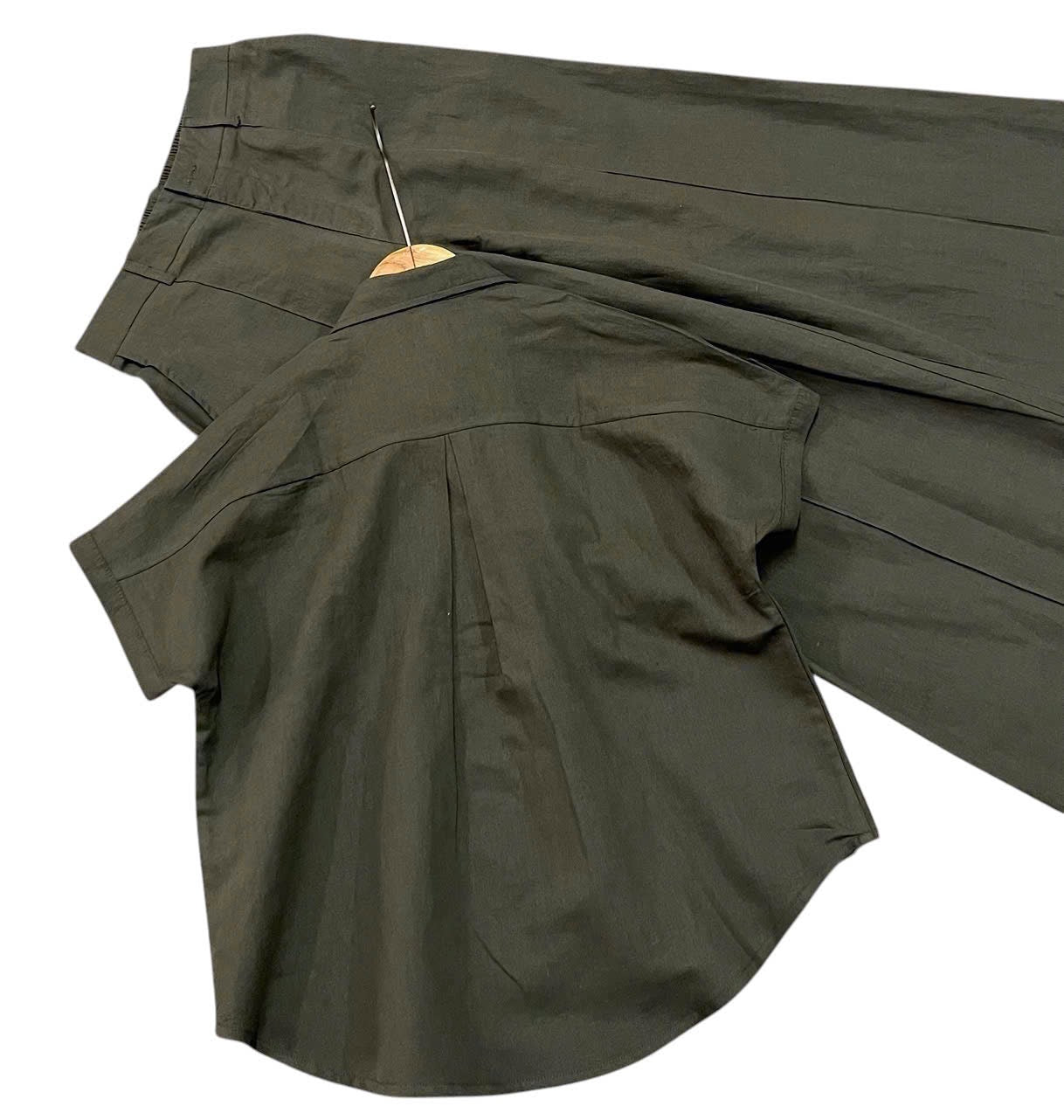L103->107 - Short-Sleeve Shirt & Wide-Leg Pants Set | Linen Blend