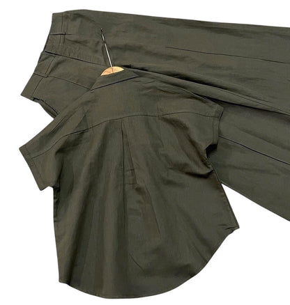 L103->107 - Short-Sleeve Shirt & Wide-Leg Pants Set | Linen Blend