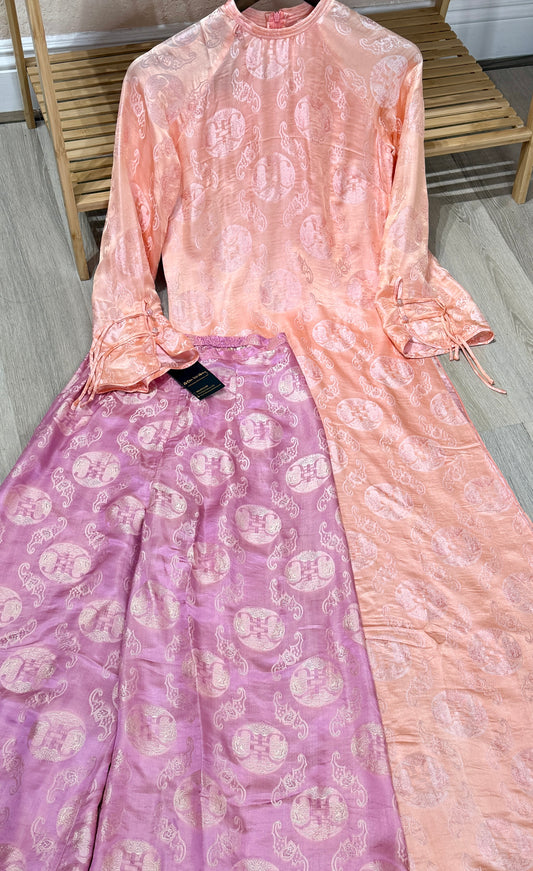 A07 - Set Áo Dài Tơ Tằm Nha Xá Hồng Cam (kèm quần).