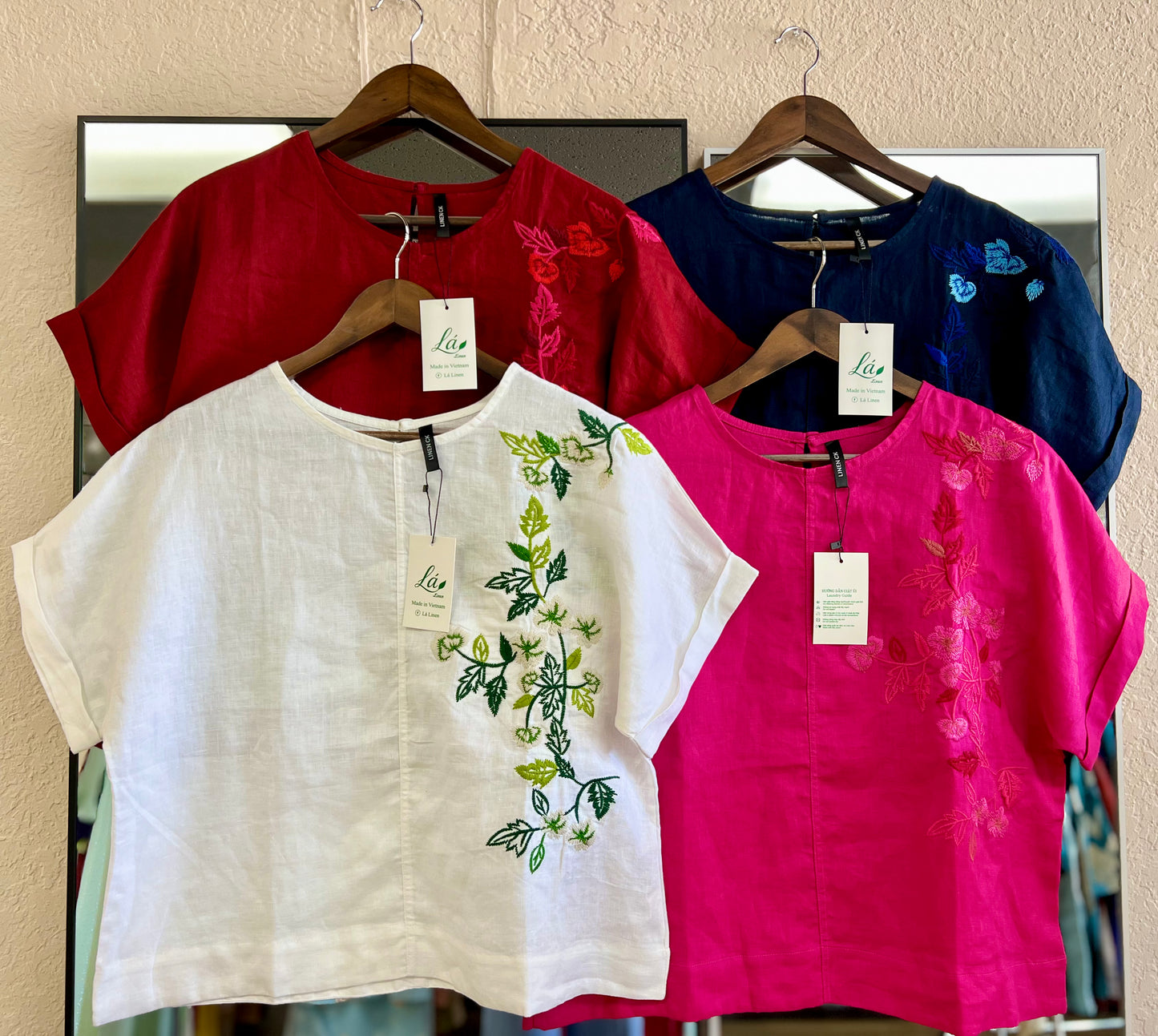 L27/L28/L29/L30 - Áo Linen 4 Mảnh Tay Dơi Thêu Hoa