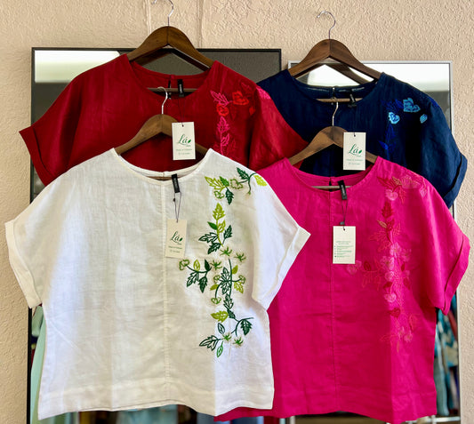 L27/L28/L29/L30 - Áo Linen 4 Mảnh Tay Dơi Thêu Hoa