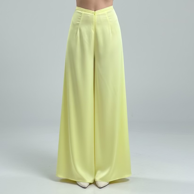 Flared Pants Tô Châu Silk Yellow | Quần Ống Xéo.