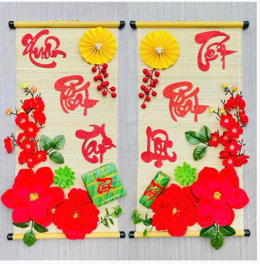 T25/26 - Mành Trang Trí Tết chữ nổi (2pcs)