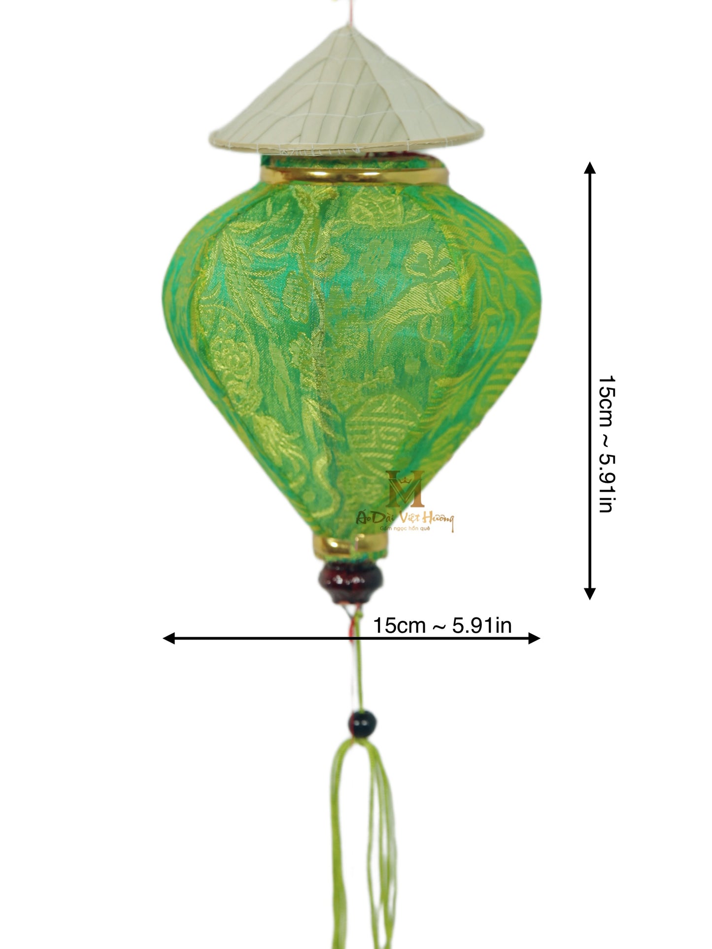 043 - Hoi An Silk 15cm Lantern with Mini Nón Lá