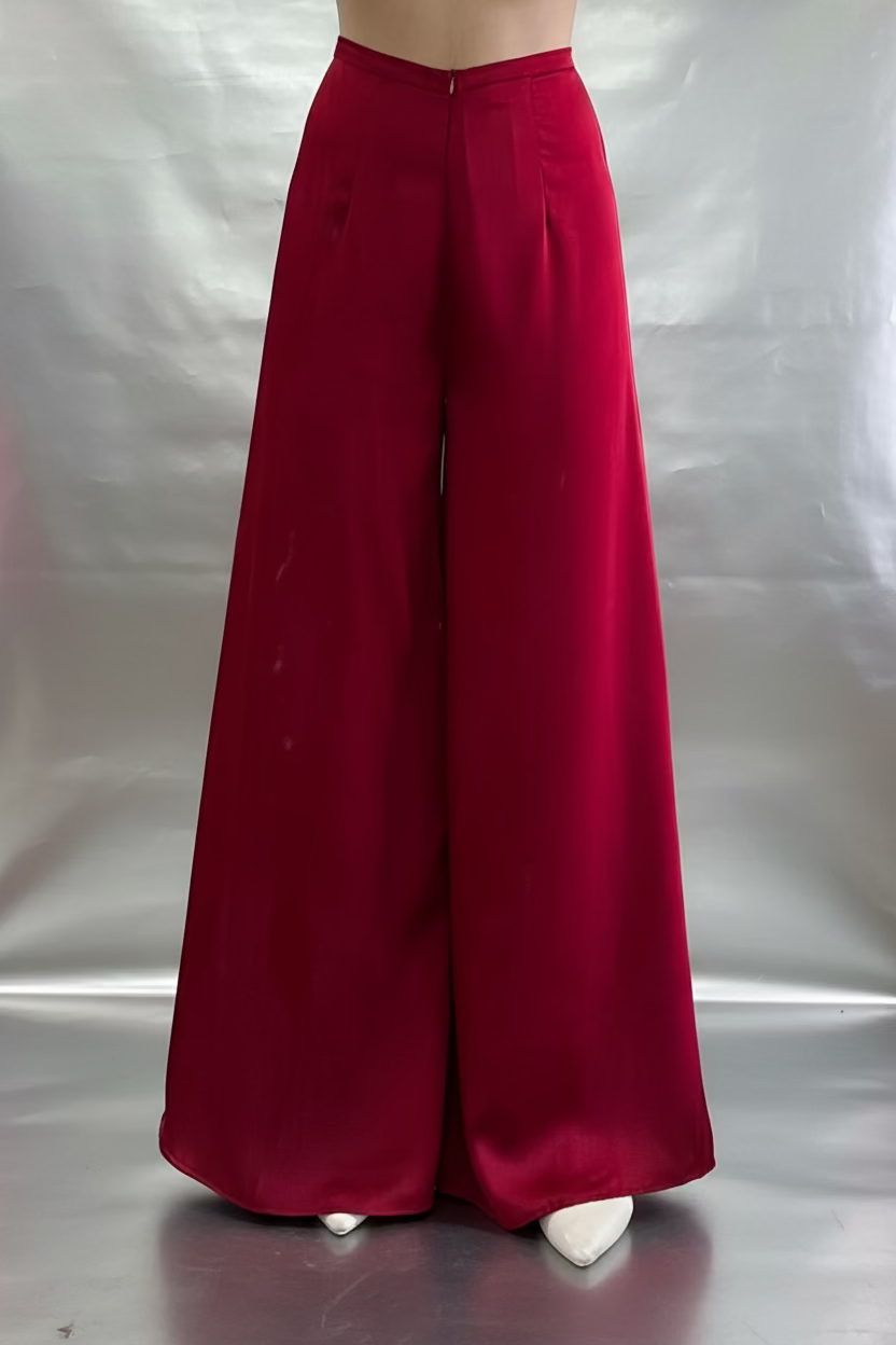 R30 - Flared Pants Tô Châu Silk Red |Quần Ống Xéo.