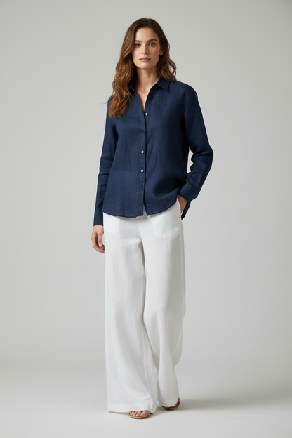 L165->170 - 100% Linen Polo Shirt