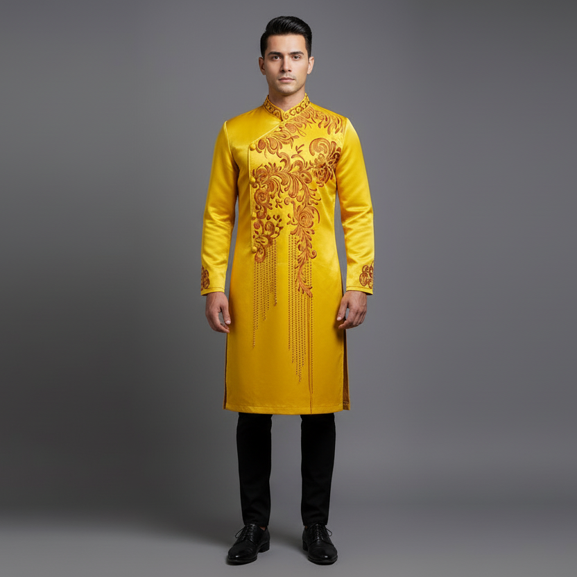 A88 - Men’s Áo Dài Gold Vẽ Tay