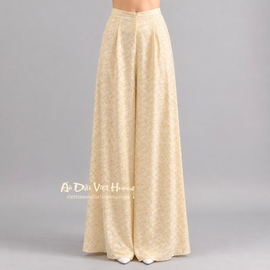 R34 - Flared Pants Nha Xá Silk Light Yellow | Quần Ống Xéo