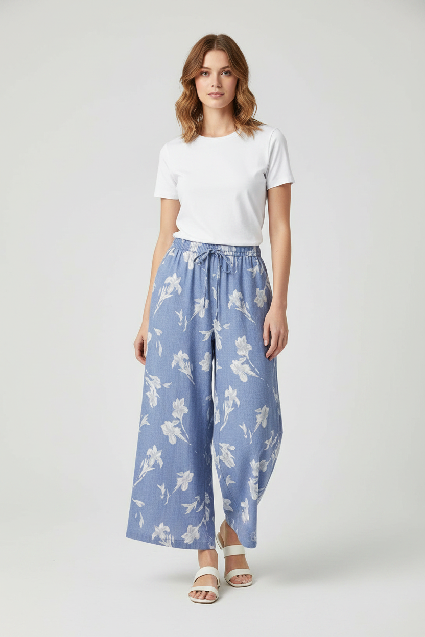 L6 - Elastic-Waist Linen Tencel Pants. Final sale (no return/exchange).