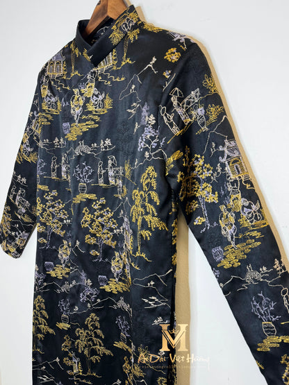 F13 - Men’s Áo Dài Embroidery Black