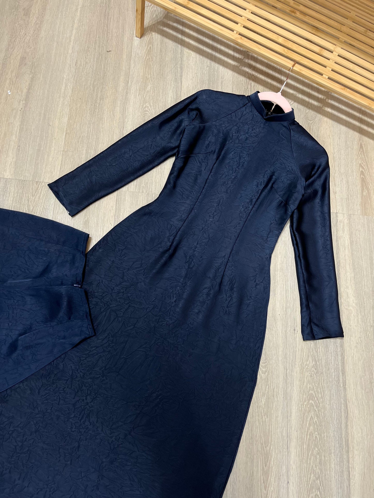 A9 - Set Áo Dài Lụa Tiêu Giao Navy Blue (kèm quần Tiêu Giao)