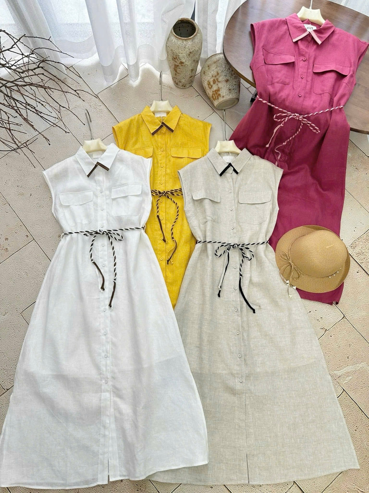 L26->33 - Linen Dress Freesize