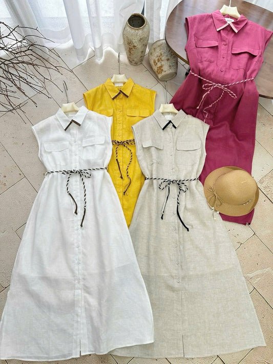 L26->33 - Linen Dress Freesize