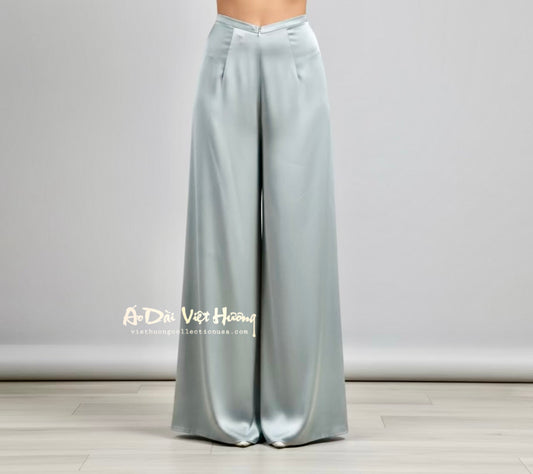 R24 - Silver Flared Pants Tô Châu Silk | Quần Ống Xéo