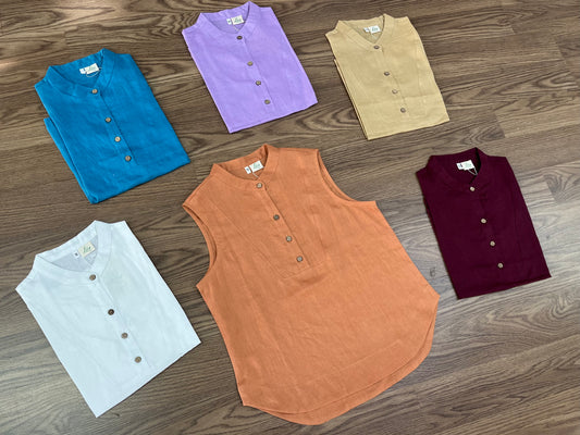 Áo Linen Sát Nách. Final sale (no return/exchange).