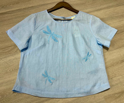 L27/28 - Áo Linen Tưng Pre Thêu Chuồn Chuồn